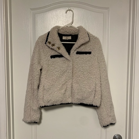 Thread & Supply Jackets & Blazers - Thread + Supply Ivory Shimmer Faux Fur Jacket